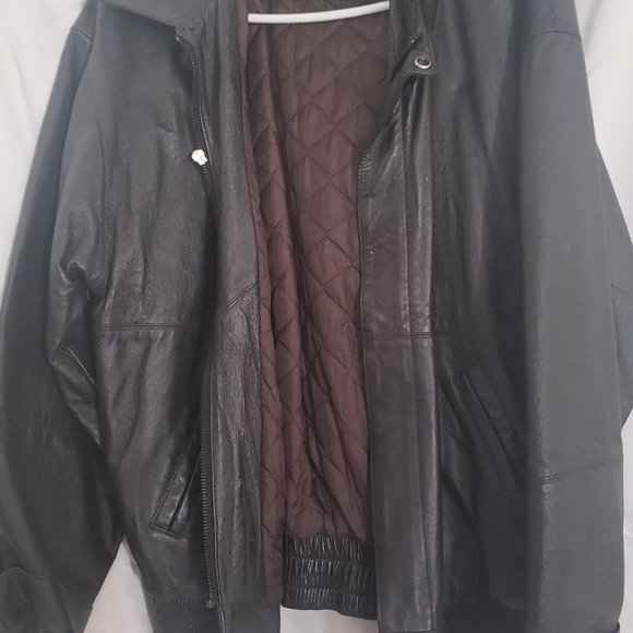 Brown leather style bomber jacket, medium size, brand is Luna Pier - Picture 5 of 7